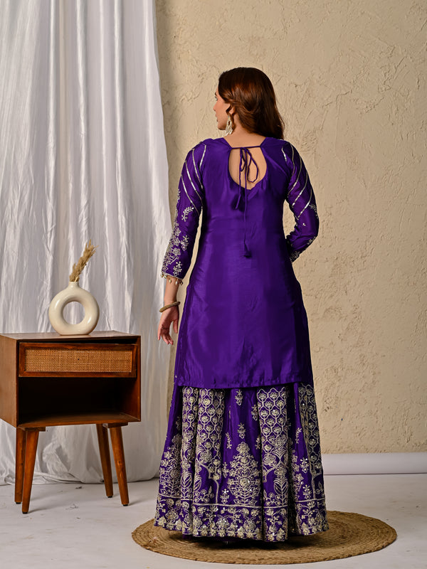 Women’s Designer Chinnon Silk Heavy Embroidered Lehenga Set with Dupatta
