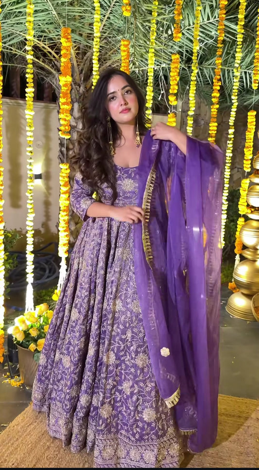 Women’s Heavy Crunchy Silk Sequence Embroidered Designer Anarkali Set