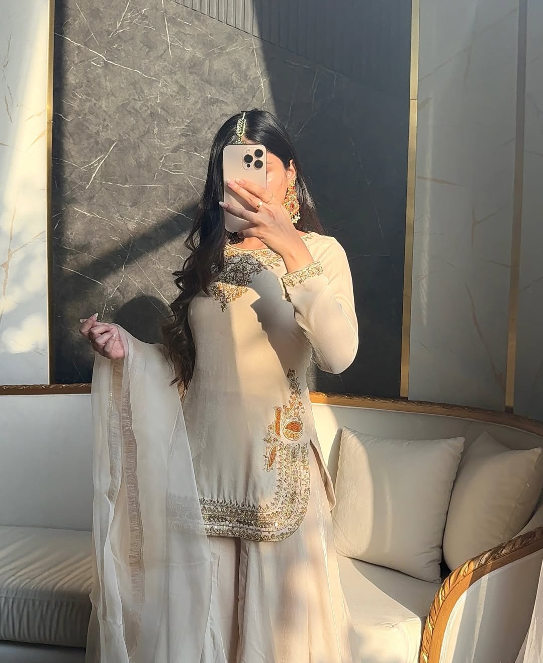 Women’s Korean Satin Silk Heavy Handwork Designer Sharara Suit Set