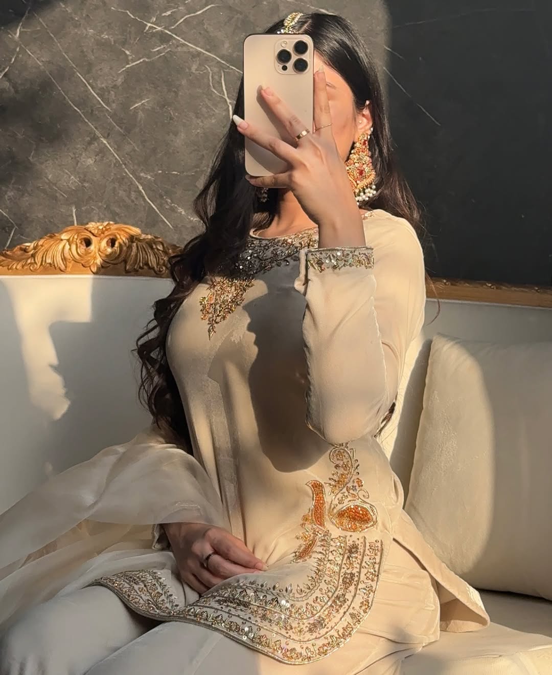 Women’s Korean Satin Silk Heavy Handwork Designer Sharara Suit Set