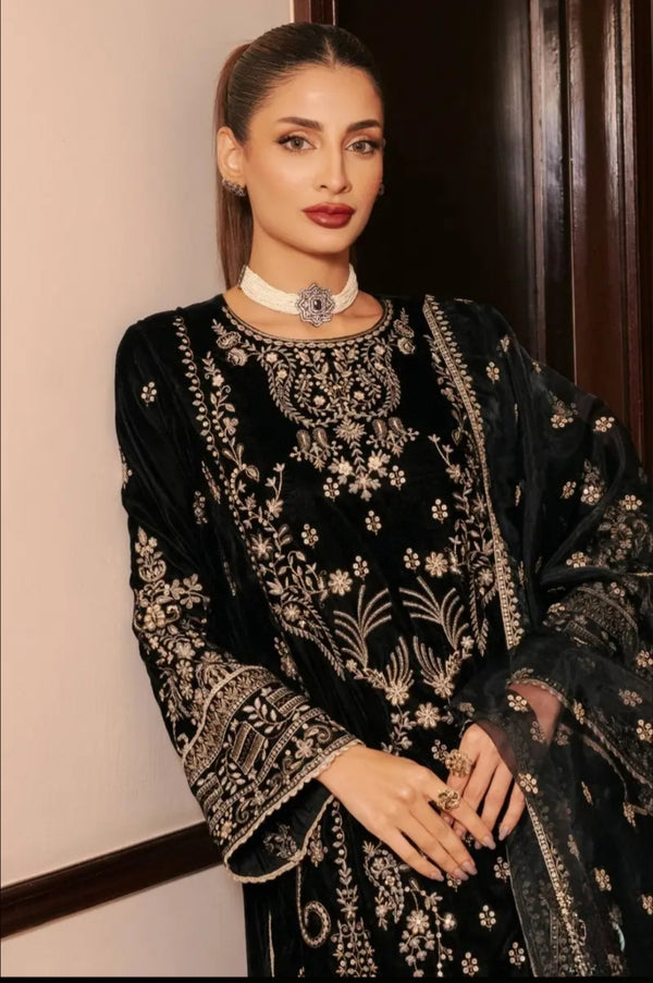 Women’s Chinon Silk Heavy Embroidery Sharara Suit Set with Dupatta