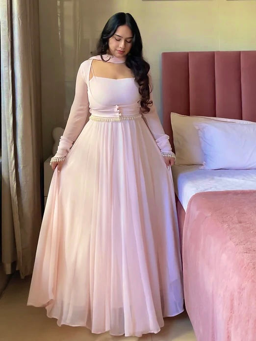 Faux Georgette Maxi Anarkali Suit Fancy Party Wear