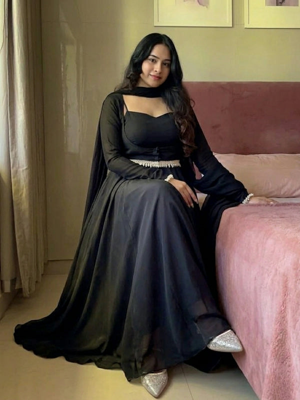 Faux Georgette Maxi Anarkali Suit Fancy Party Wear