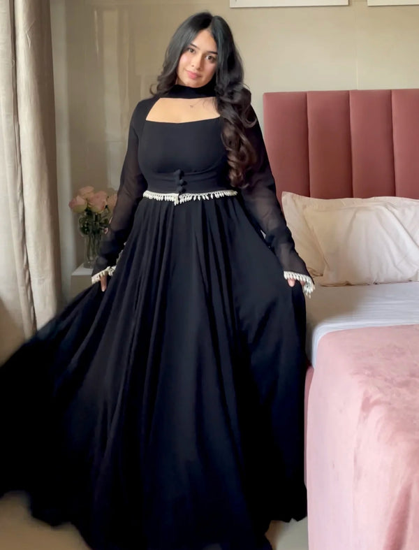 Faux Georgette Maxi Anarkali Suit Fancy Party Wear