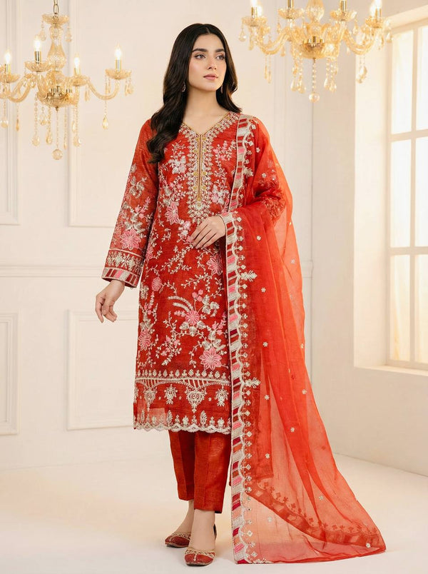 Crunchy Silk Heavy Embroidery Sequence Straight Suit Set with Dupatta
