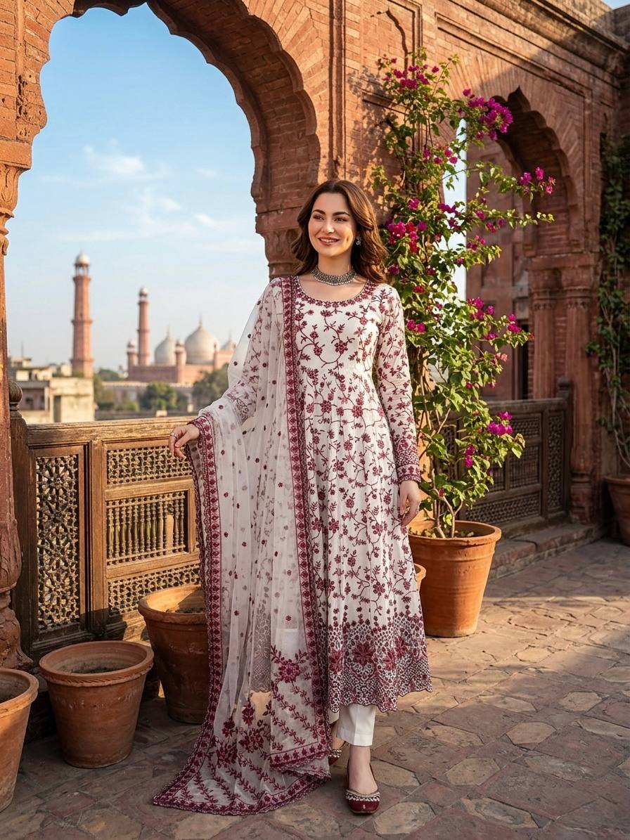 Georgette Anarkali Set Sequins Festive Wear