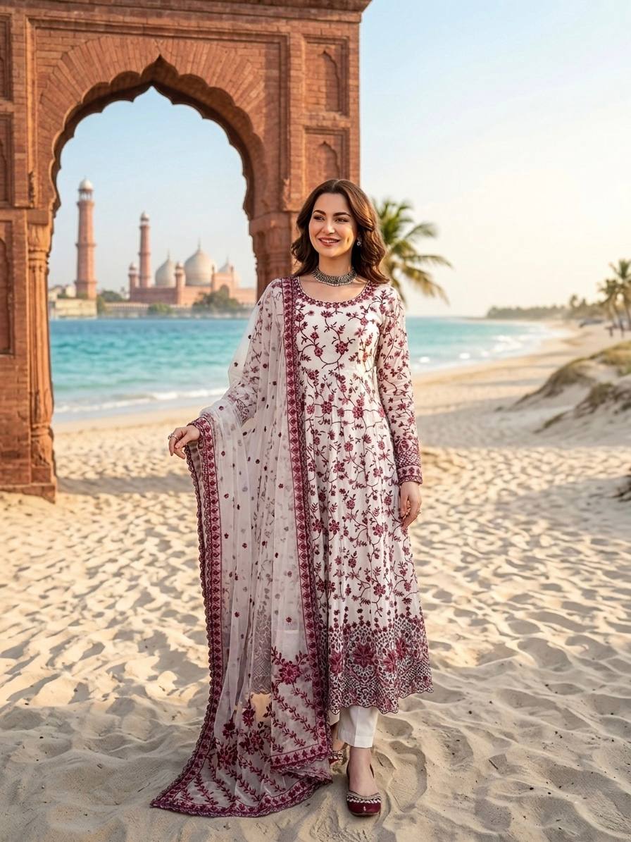 Georgette Anarkali Set Sequins Festive Wear