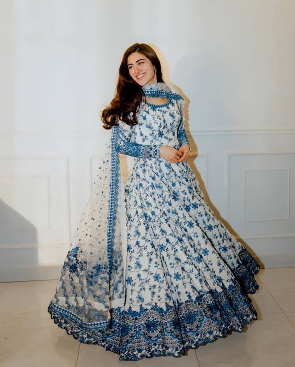 Georgette Anarkali Set Sequins Festive Wear