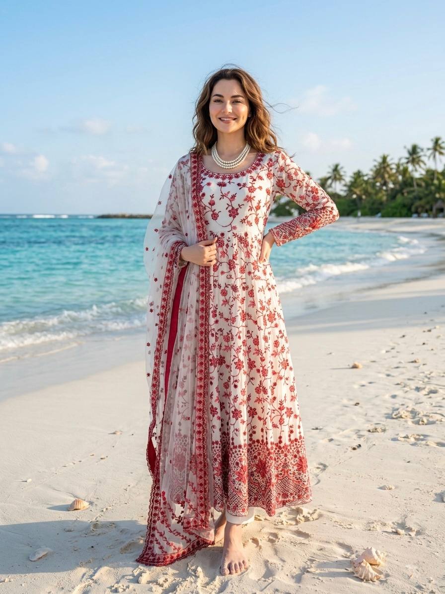Georgette Anarkali Set Sequins Festive Wear