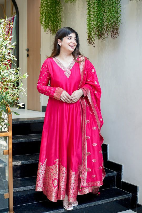 Banarasi Anarkali Suit Heavy Embroidery Festive Wear Set