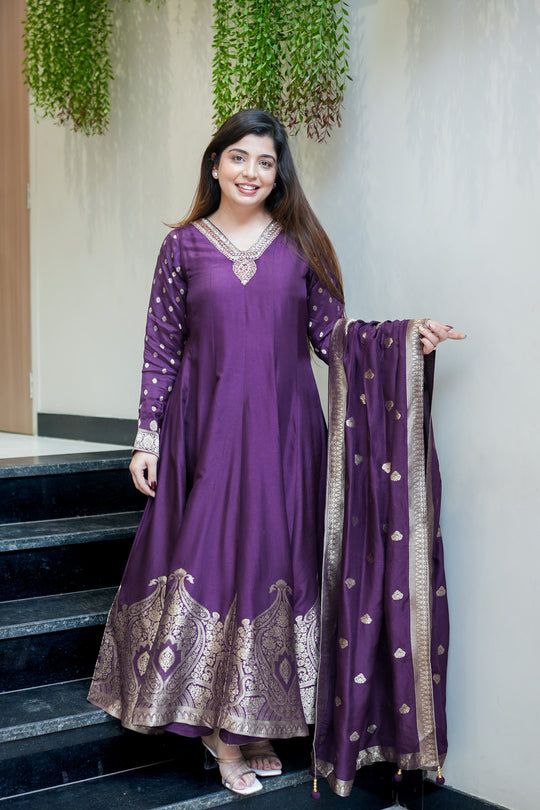 Banarasi Anarkali Suit Heavy Embroidery Festive Wear Set