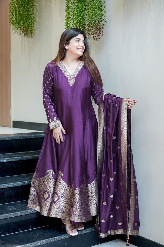 Banarasi Anarkali Suit Heavy Embroidery Festive Wear Set