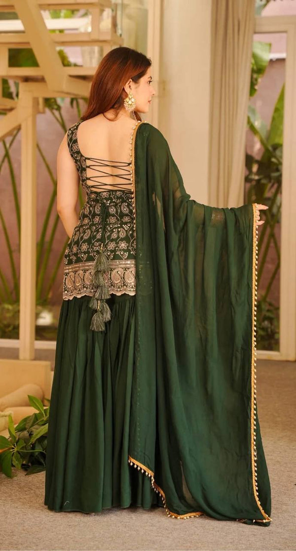 Faux Georgette Sharara Set Embroidery Party Wear