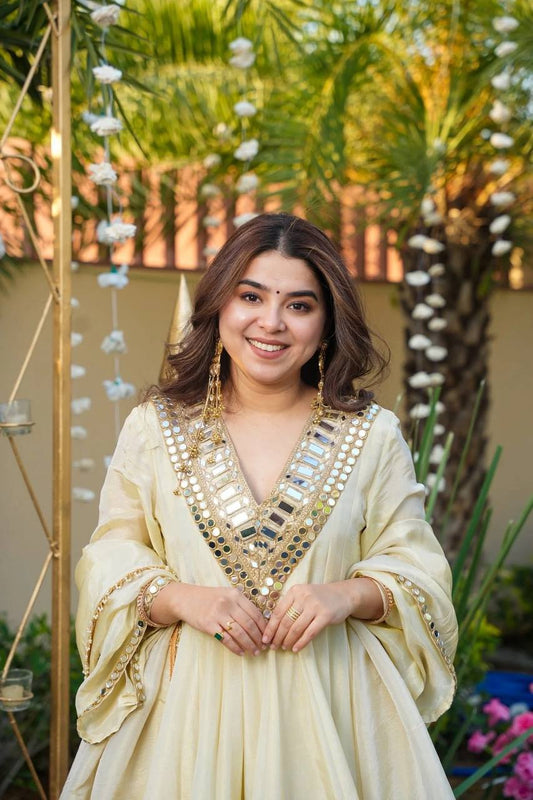 Cosmos Gold Mirror Work Sharara Set