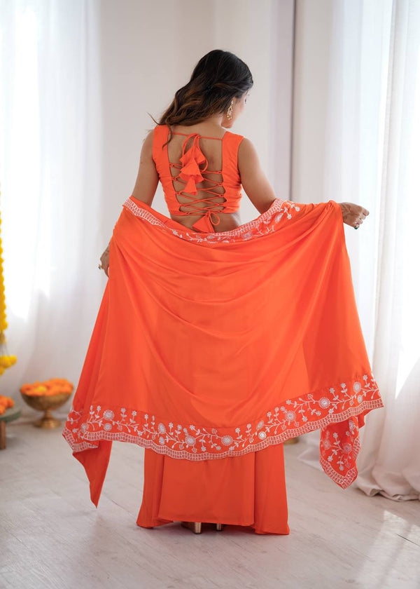 Designer Teal Western Dhoti Set with Embroidered Shrug