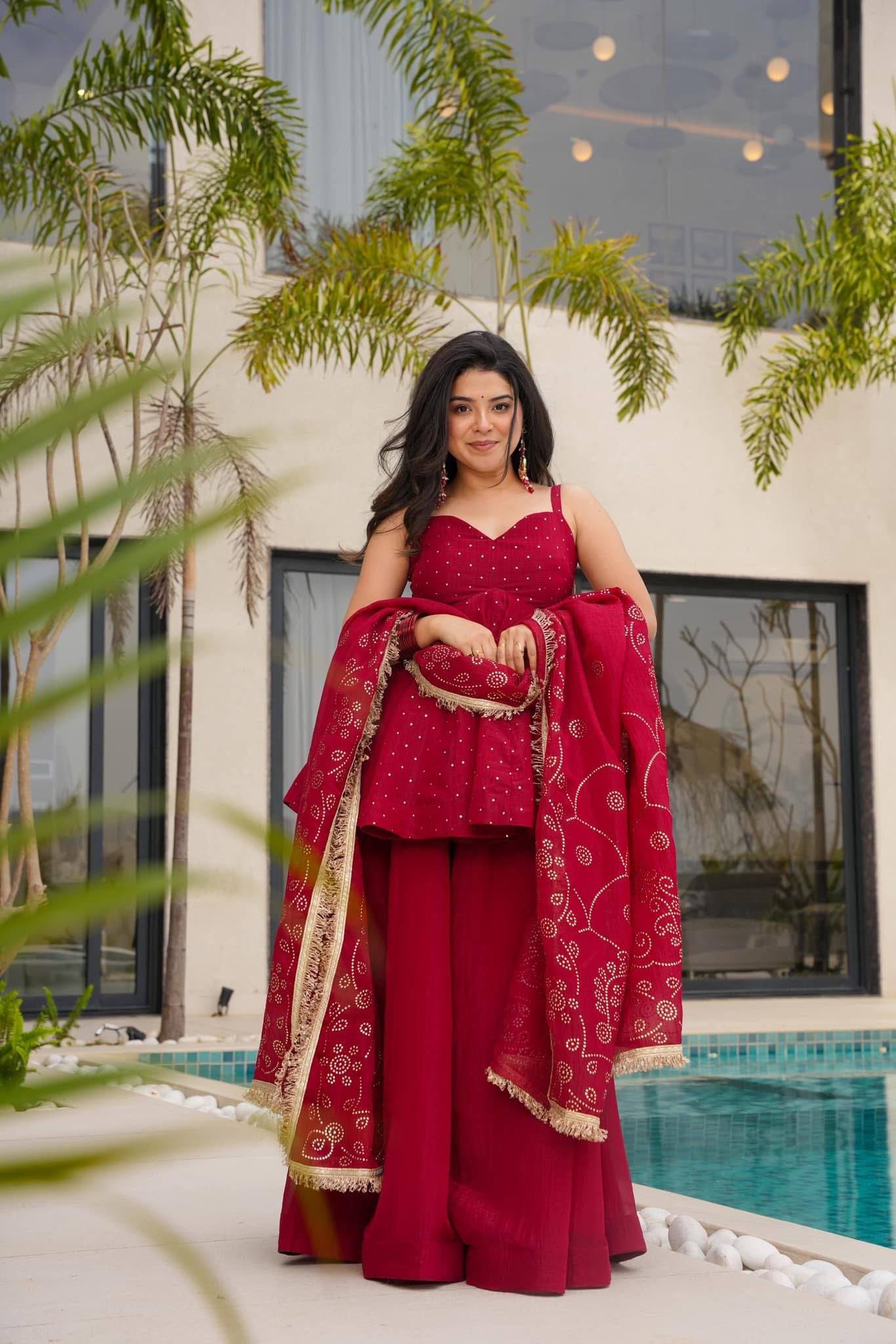 Tabby Organza Mukaish Sharara Set Party Wear Outfit