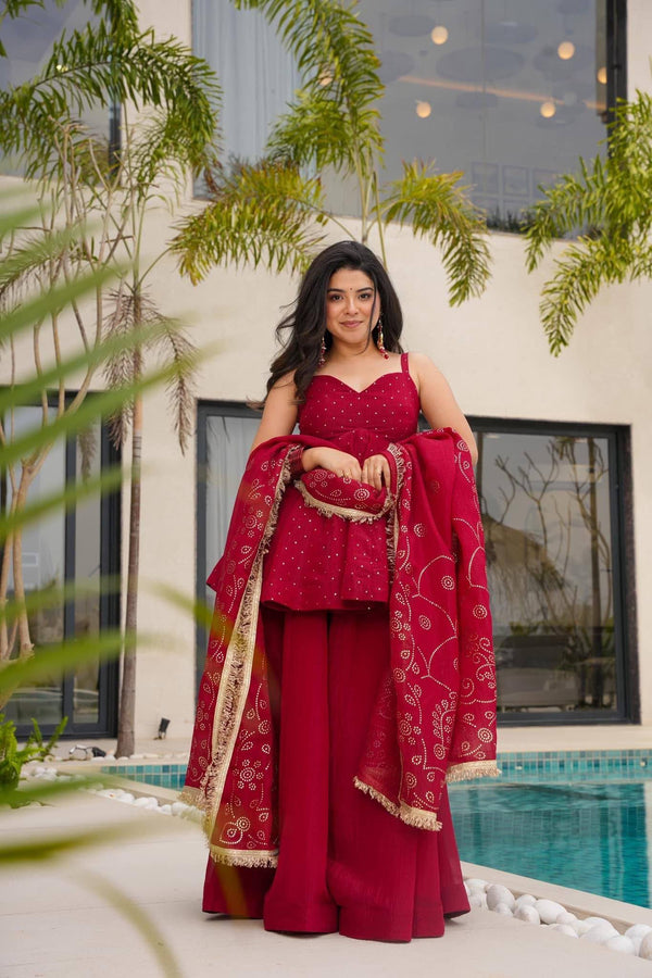 Tabby Organza Mukaish Sharara Set Party Wear Outfit