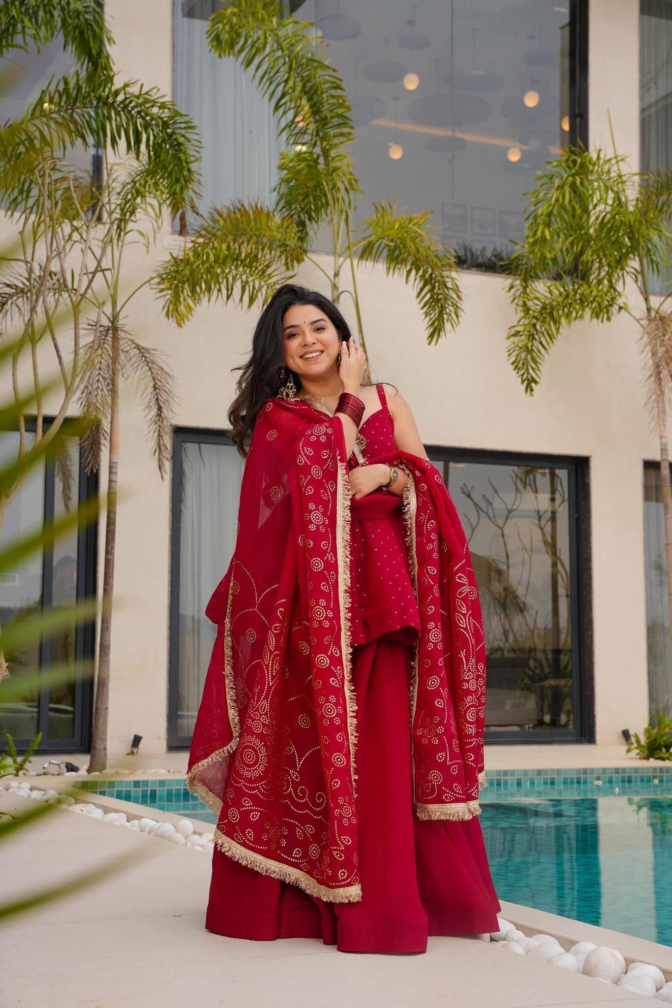 Tabby Organza Mukaish Sharara Set Party Wear Outfit