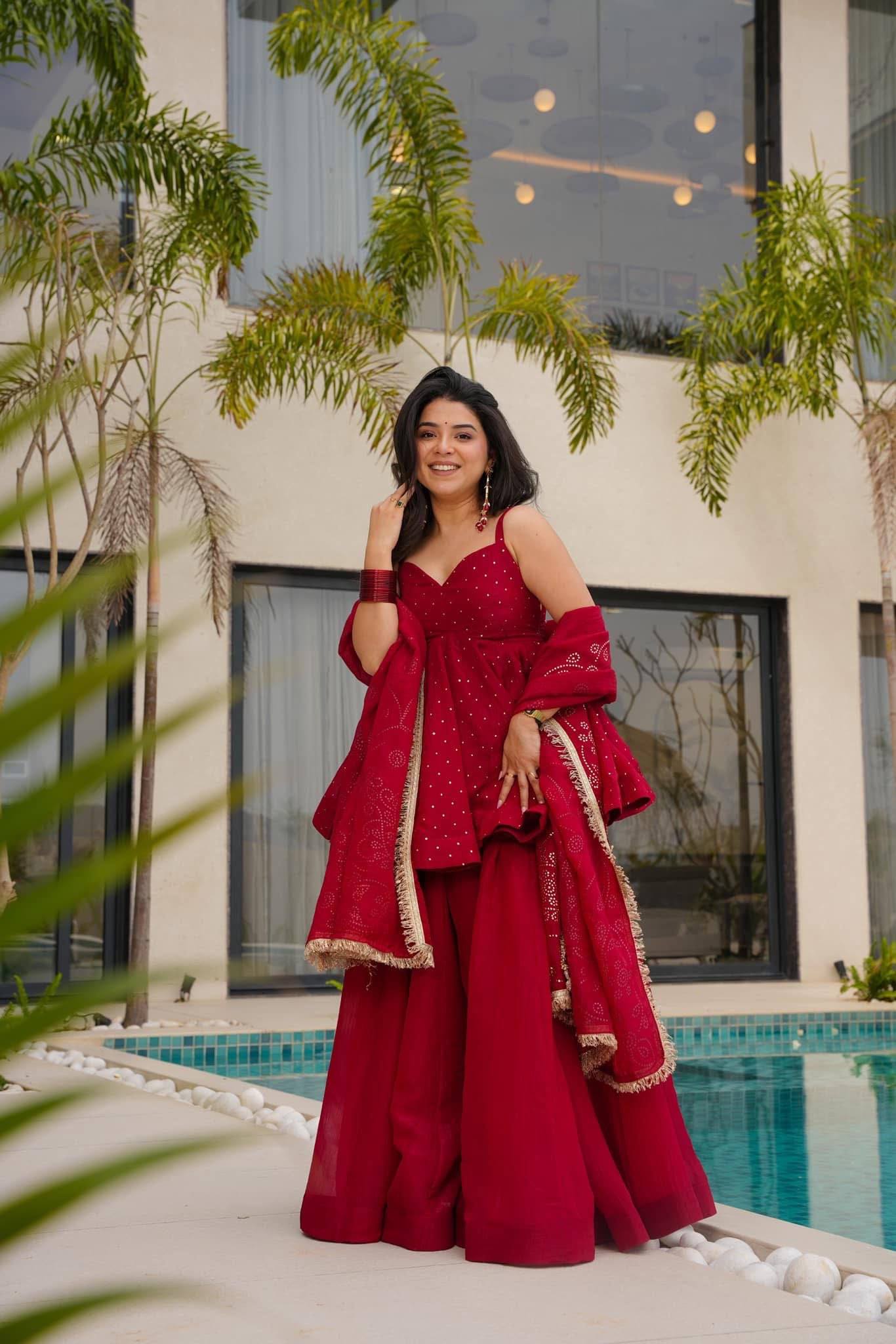 Tabby Organza Mukaish Sharara Set Party Wear Outfit