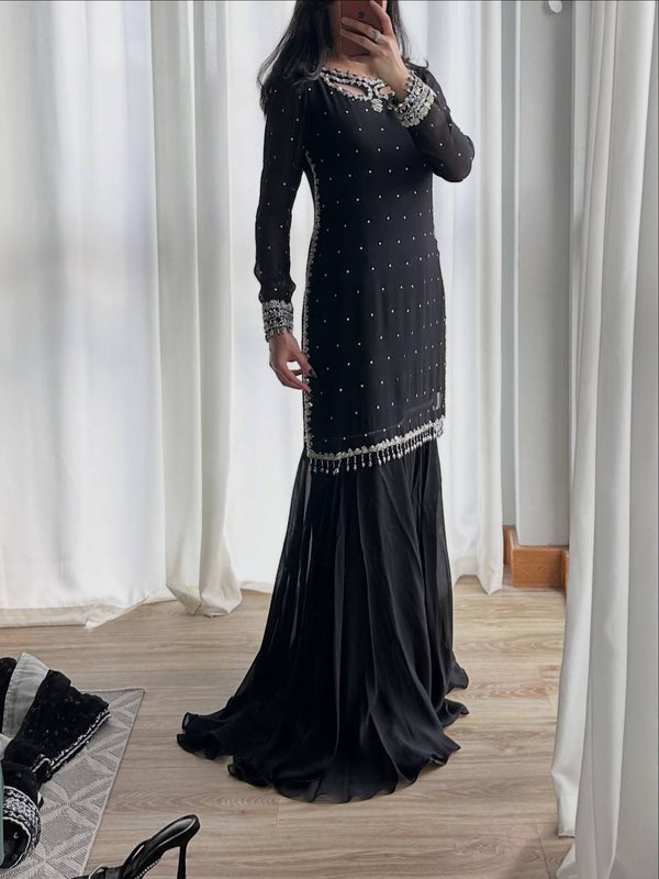 Heavy Faux Georgette Embroidered Suit Set with Soft Net Dupatta