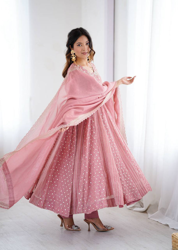 Designer Purple Anarkali Gown Set with Dupatta & Pant