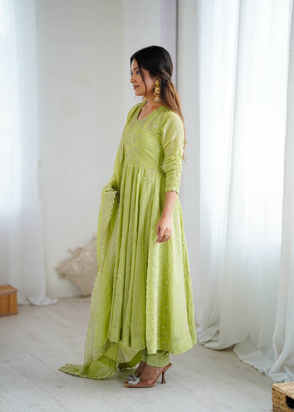 Designer Purple Anarkali Gown Set with Dupatta & Pant
