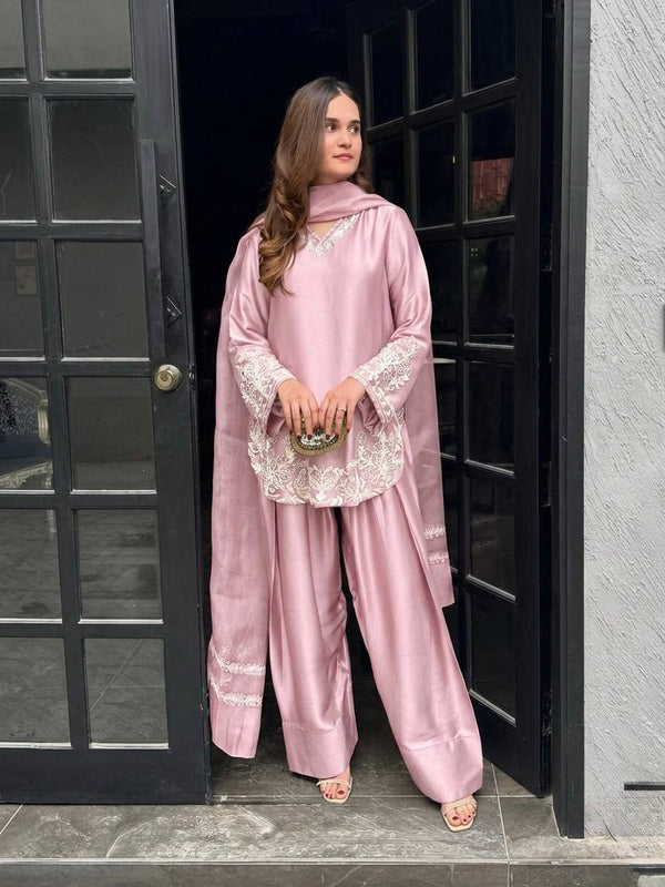 Crepe Silk Farshi Suit Set Party Wear