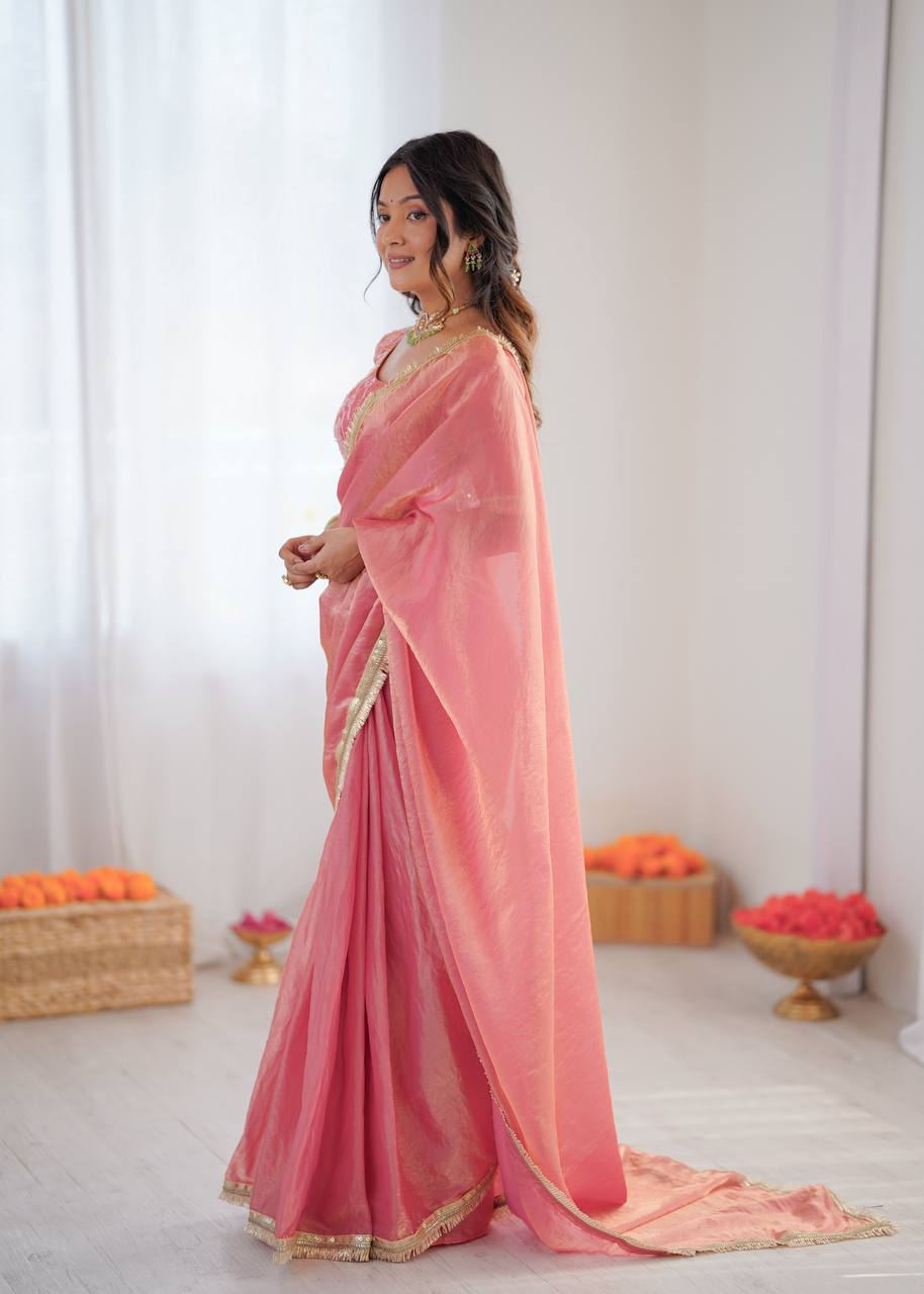Designer Fendy Silk Ready-to-Wear Saree with Embroidered Blouse