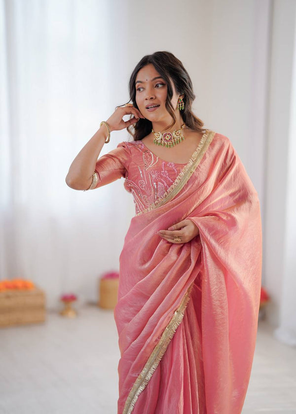 Designer Fendy Silk Ready-to-Wear Saree with Embroidered Blouse