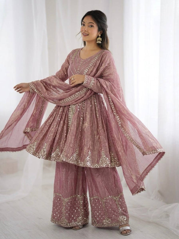 Fendy Silk Embroidered Palazzo Set Party Wear Outfit