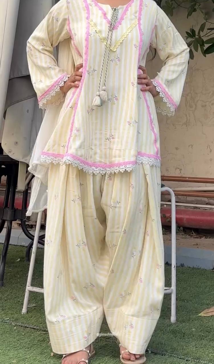 Natural Crepe Farshi Suit Set Ready to Wear