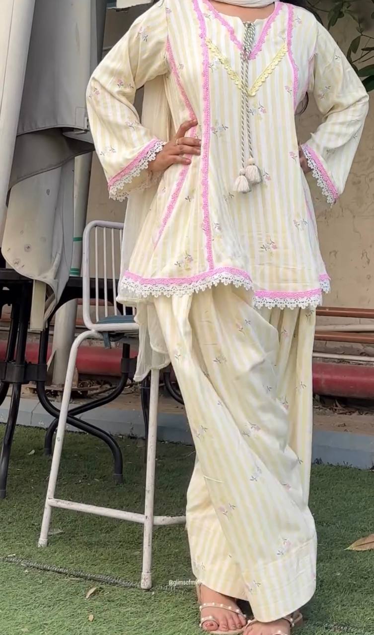 Natural Crepe Farshi Suit Set Ready to Wear