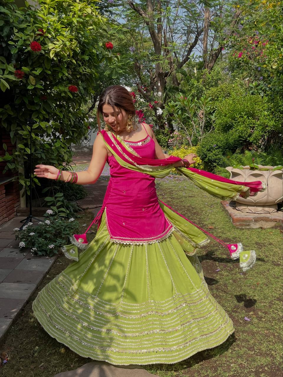 Fendy Silk Real Mirror Lehenga Set