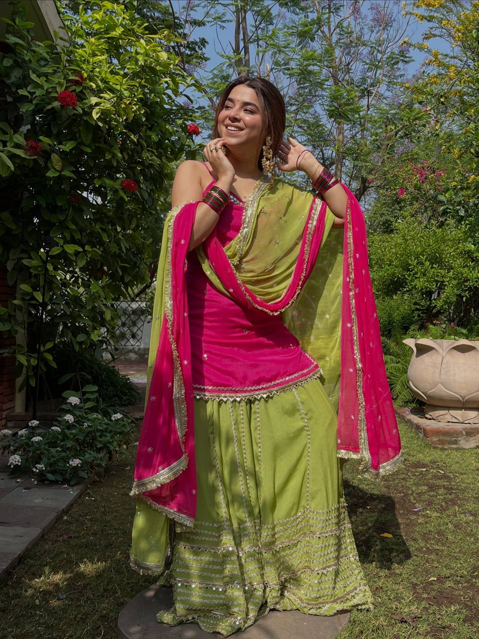 Fendy Silk Real Mirror Lehenga Set