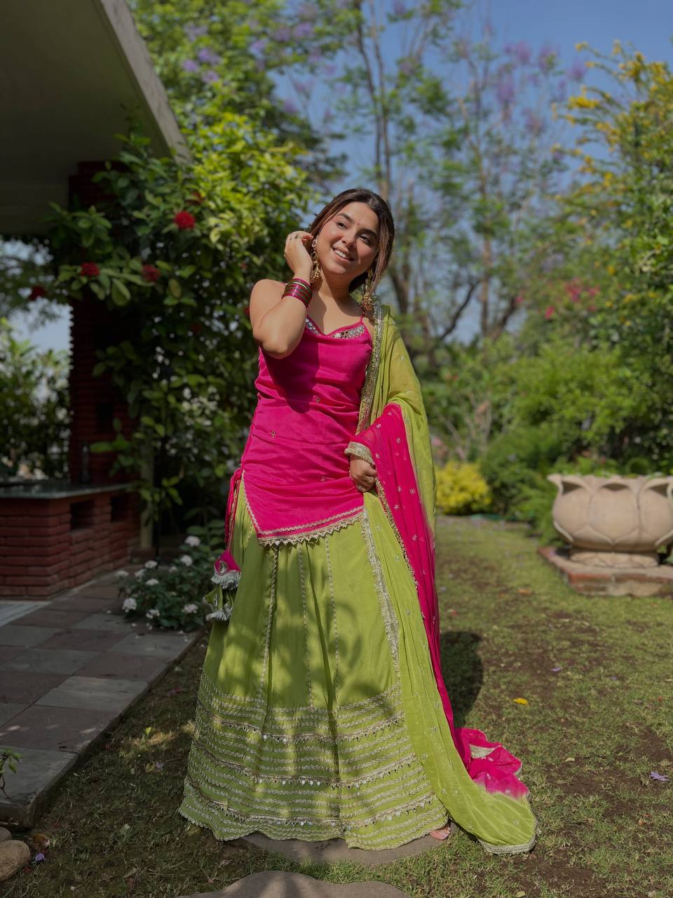 Fendy Silk Real Mirror Lehenga Set