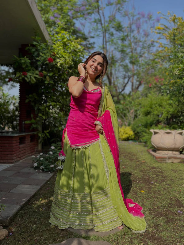 Fendy Silk Real Mirror Lehenga Set