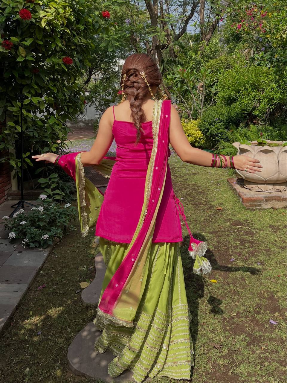 Fendy Silk Real Mirror Lehenga Set