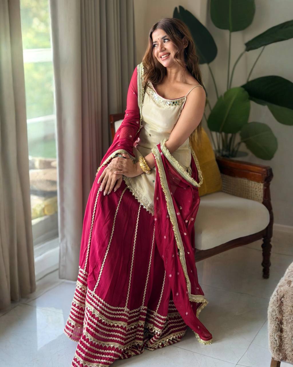 Fendy Silk Real Mirror Lehenga Set