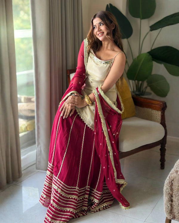 Fendy Silk Real Mirror Lehenga Set