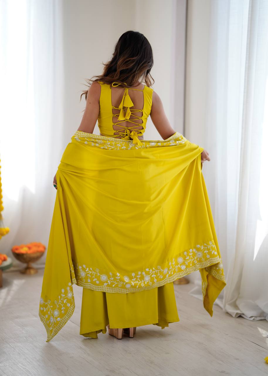 Designer Teal Western Dhoti Set with Embroidered Shrug
