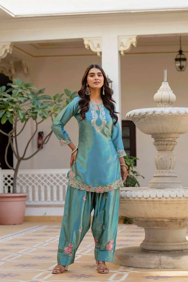 Festive & Wedding Wear Farshi Salwar Suit for Women | Embroidered Crepe Silk Set