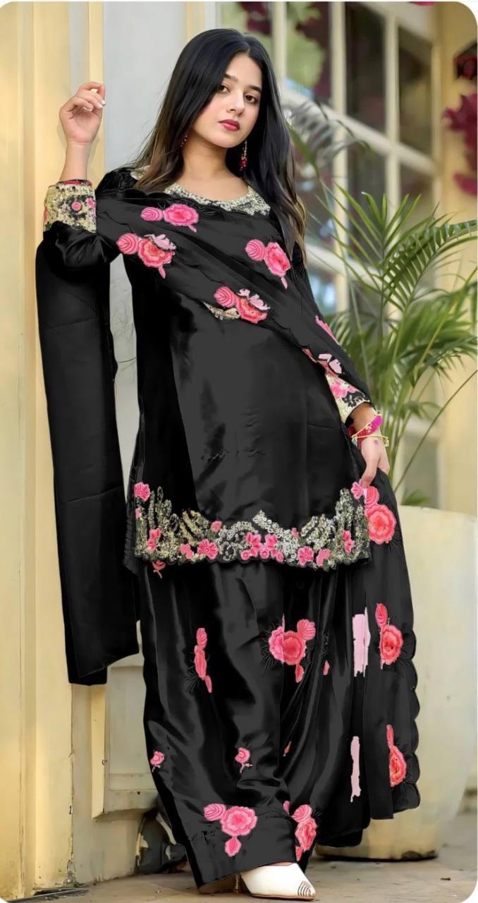 Festive & Wedding Wear Farshi Salwar Suit for Women | Embroidered Crepe Silk Set