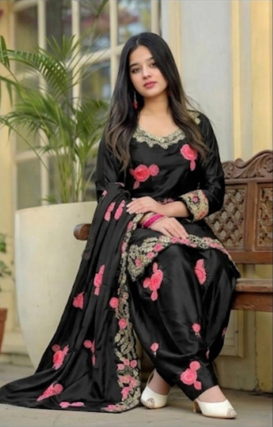 Festive & Wedding Wear Farshi Salwar Suit for Women | Embroidered Crepe Silk Set