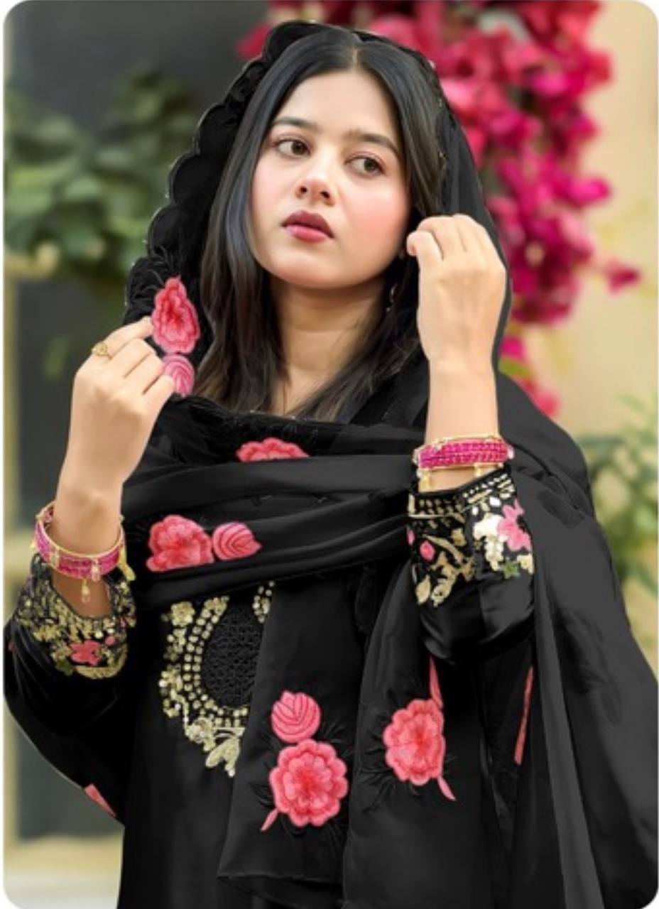 Festive & Wedding Wear Farshi Salwar Suit for Women | Embroidered Crepe Silk Set