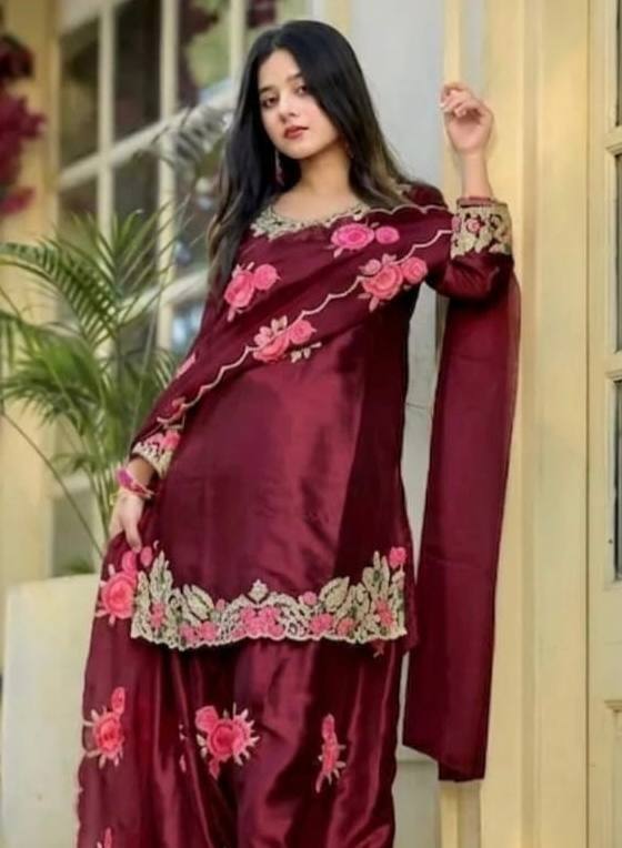 Festive & Wedding Wear Farshi Salwar Suit for Women | Embroidered Crepe Silk Set