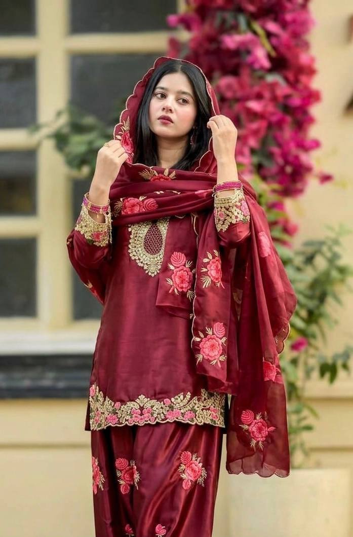 Festive & Wedding Wear Farshi Salwar Suit for Women | Embroidered Crepe Silk Set