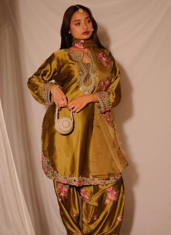 Festive & Wedding Wear Farshi Salwar Suit for Women | Embroidered Crepe Silk Set