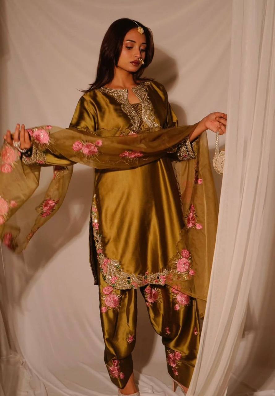 Festive & Wedding Wear Farshi Salwar Suit for Women | Embroidered Crepe Silk Set