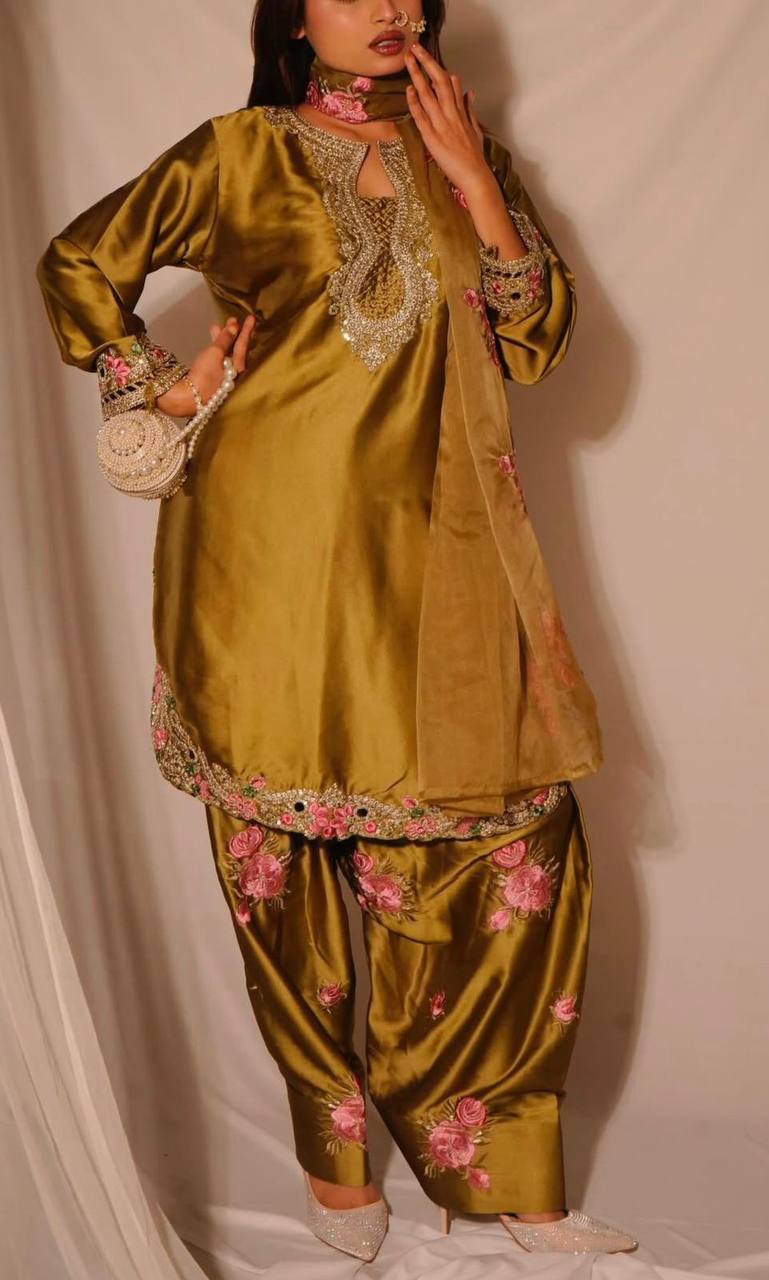 Festive & Wedding Wear Farshi Salwar Suit for Women | Embroidered Crepe Silk Set
