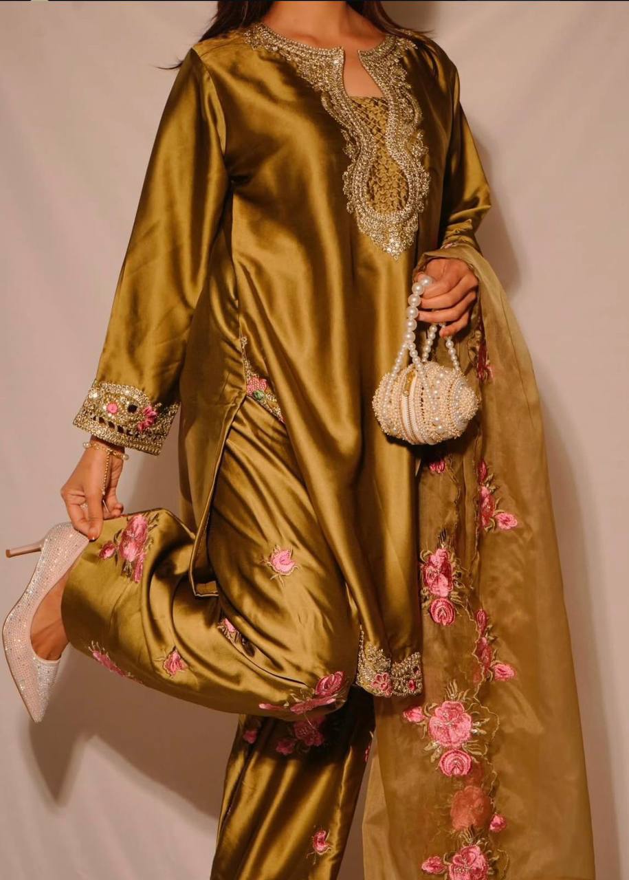 Festive & Wedding Wear Farshi Salwar Suit for Women | Embroidered Crepe Silk Set